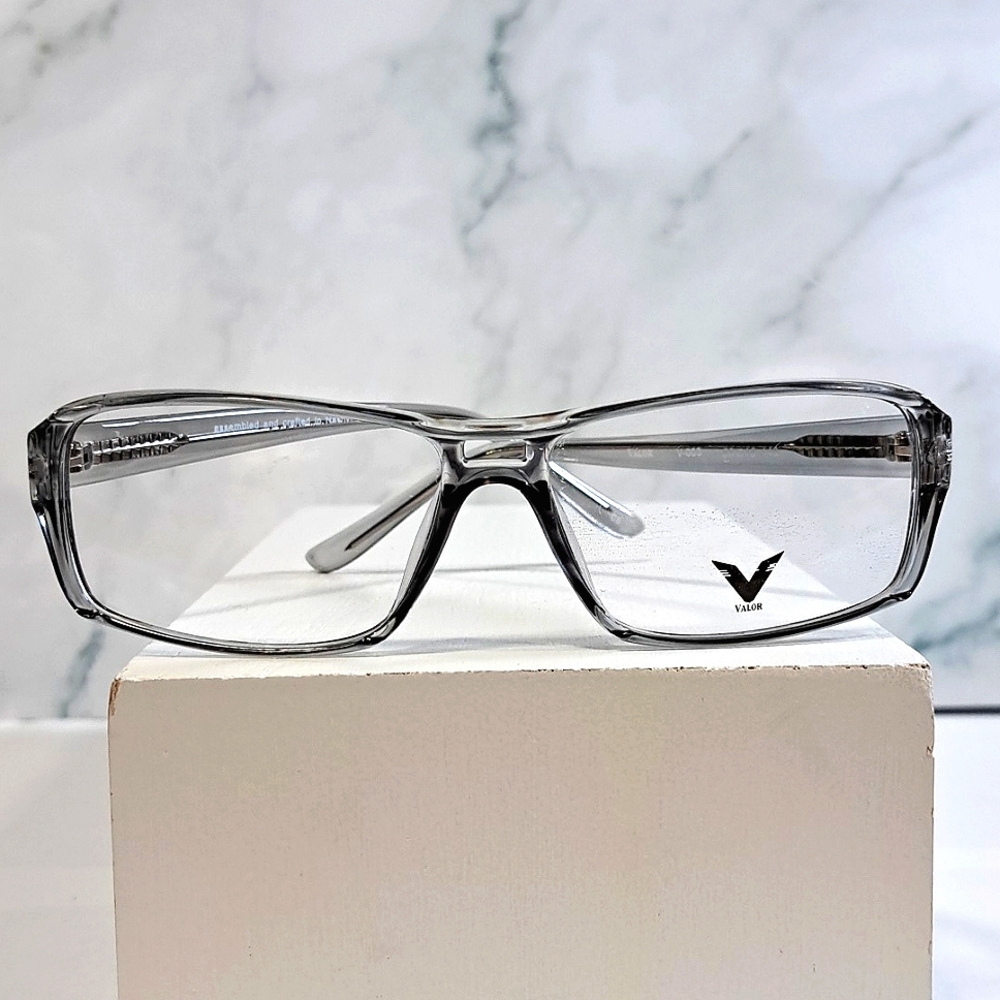 Made USA Rx'able eyeglass frame gray crystal glasses full rim men NEW 58-15-140